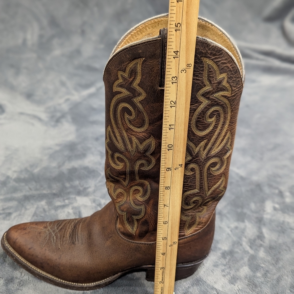 Justin 2253 Classic Cowboy Western Pull On Brown Leather Men’s Boots Size 9 - Picture 12 of 12
